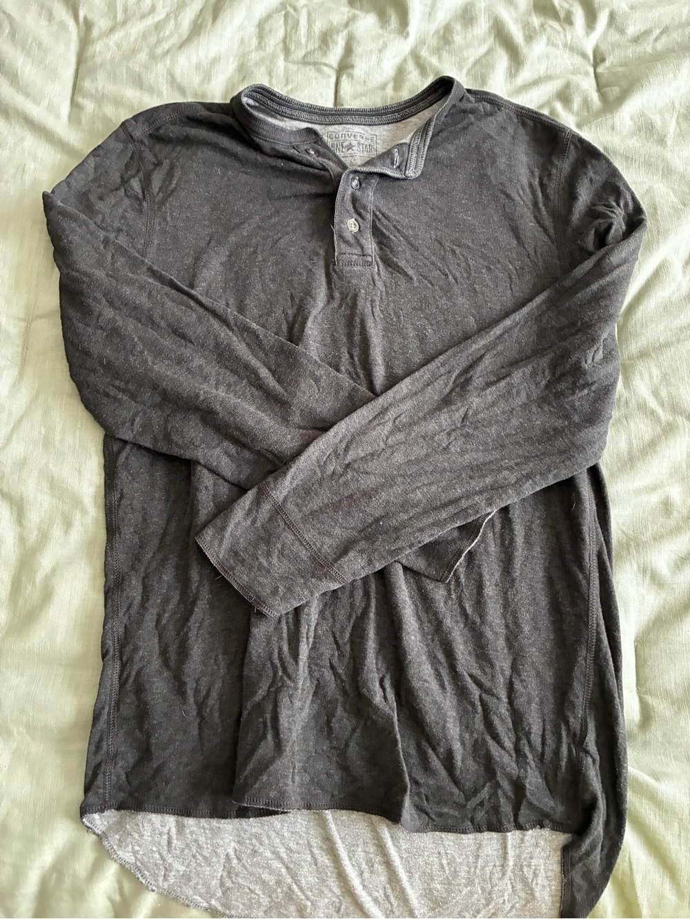 Men's Long-Sleeve Henley Shirt in Charcoal